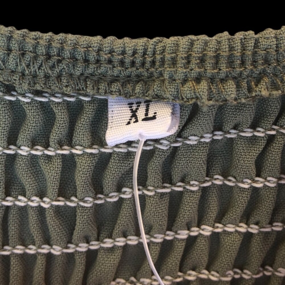 Women's Sage Green Smocked Puff Sleeve Maxi Dress with Slit, XL - Picture 5 of 7